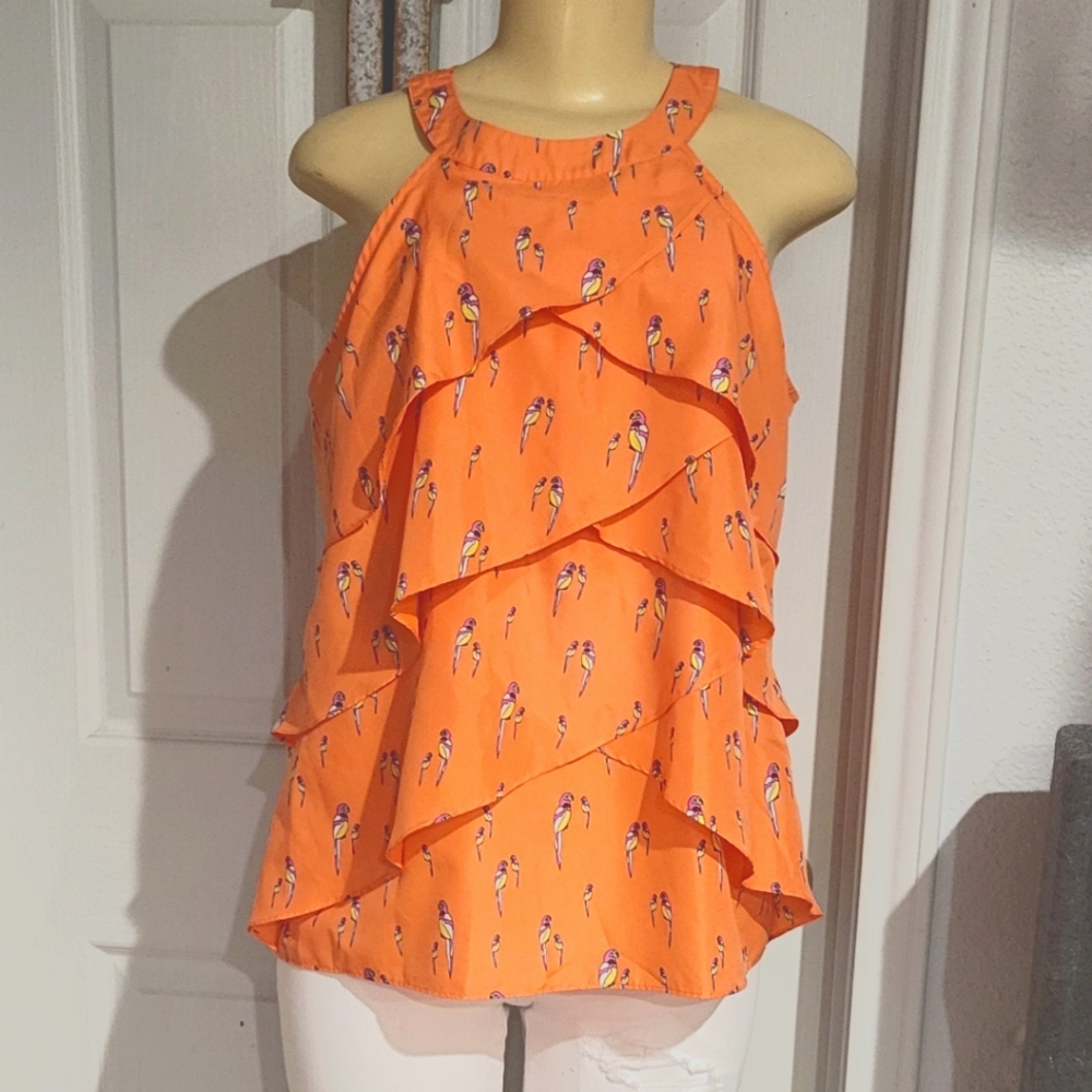 Attention Parrot Ruffle tank top blouse